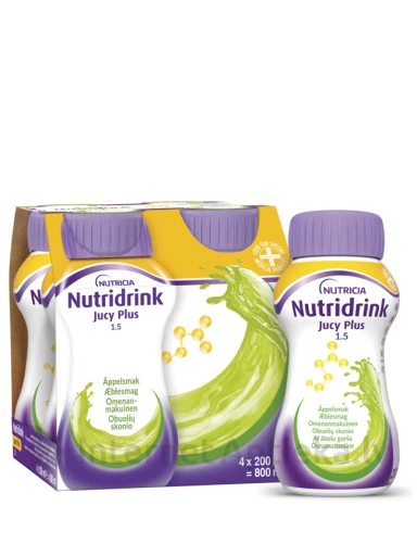 NUTRIDRINK JUCY PLUS (ar ābolu garšu), 4X200 ml | internetaptieka.lv