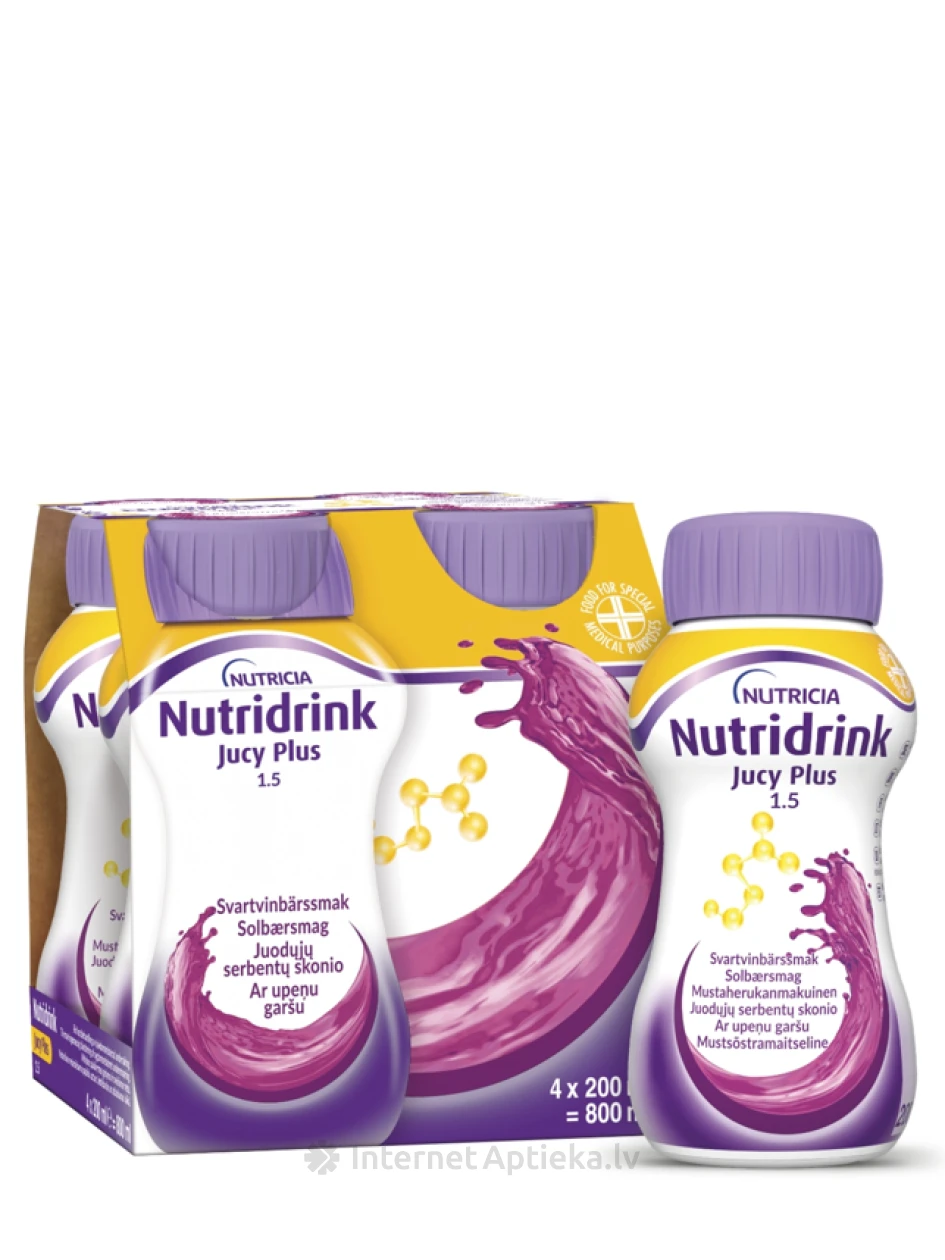 NUTRIDRINK JUCY PLUS (ar upeņu garšu), 4X200 ml | internetaptieka.lv