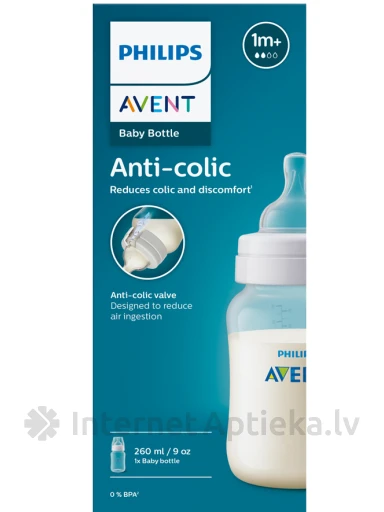 Philips Avent Антиколиковая бутылочка для кормления 1m+, 260 мл | internetaptieka.lv