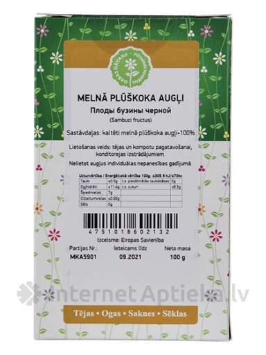 Tēja Melnā plūškoka ogas, 100 g | internetaptieka.lv