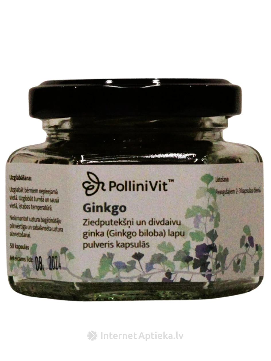 Pollinivit ginko, 50 капсул | internetaptieka.lv
