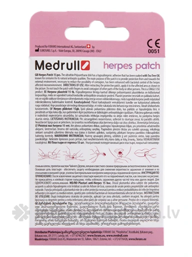 Medrull Invisible Herpes neredzams plāksteris pret aukstumpumpām, 15 gb. | internetaptieka.lv