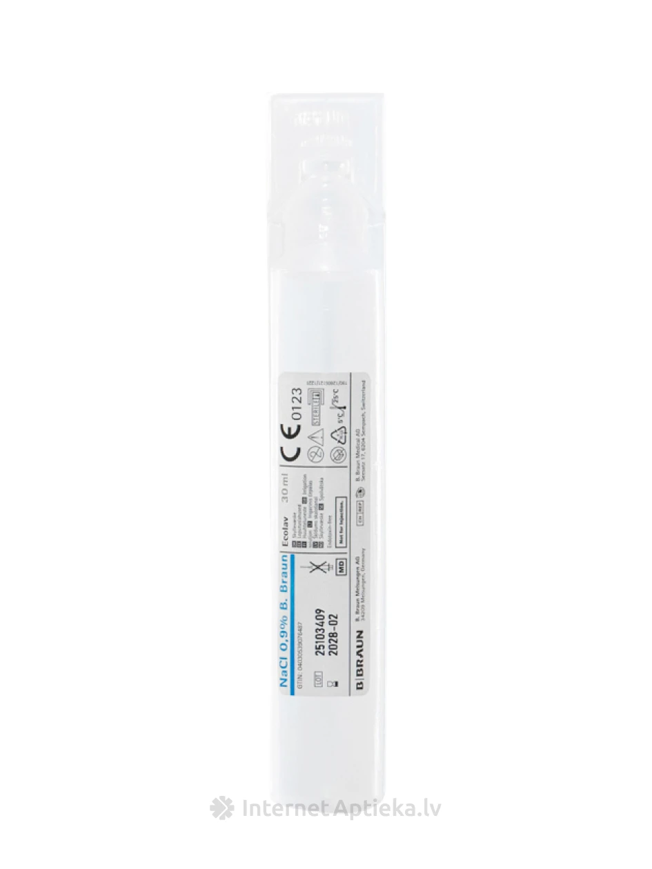 Sodium Chloride B.Braun 0.9% ECOLAV skalošanas šķīdums, 30 ml | internetaptieka.lv