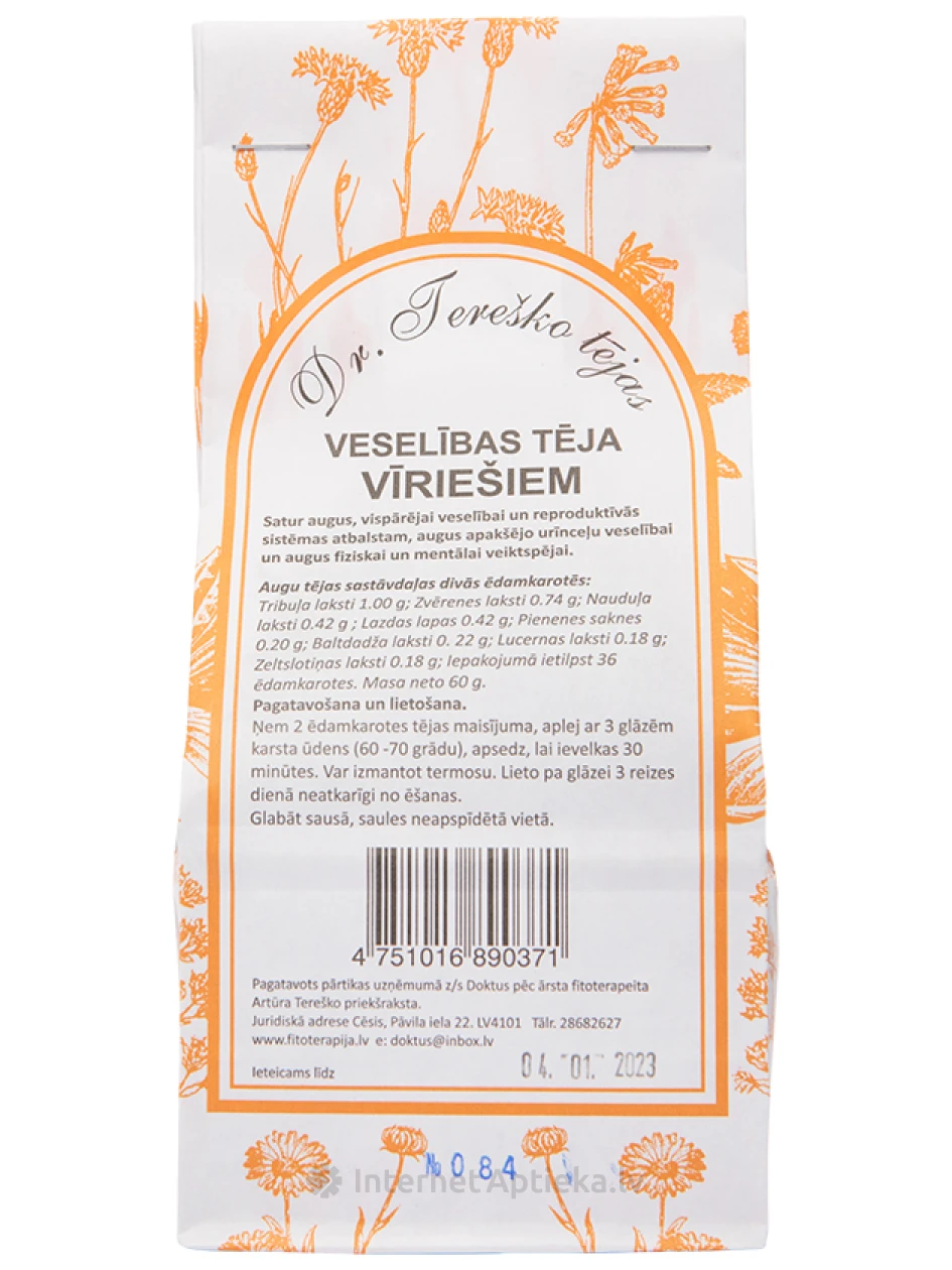 Dr.Tereško Оздоровительный чай для мужчин, 60 г | internetaptieka.lv