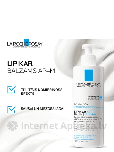 La Roche Posay Lipikar Baume AP+ M, lipīdus atjaunojošs balzams (ar dozatoru), 400 ml | internetaptieka.lv