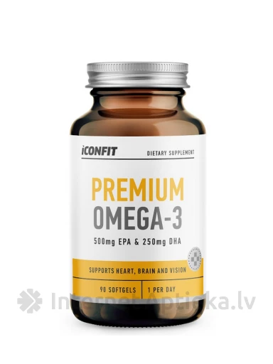 ICONFIT Omega 3 Premium, (EPA 500 mg / DHA 250 mg), 90 kapsulas | internetaptieka.lv