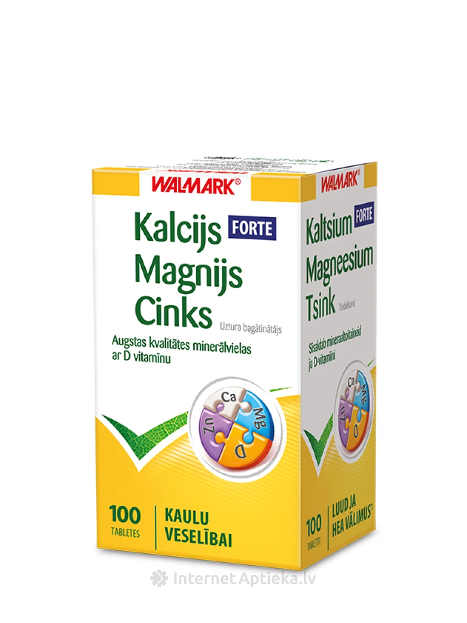 Walmark Kaltsium, magneesium, tsink, D Forte tabletid, 100 tabletti | internetaptieka.lv
