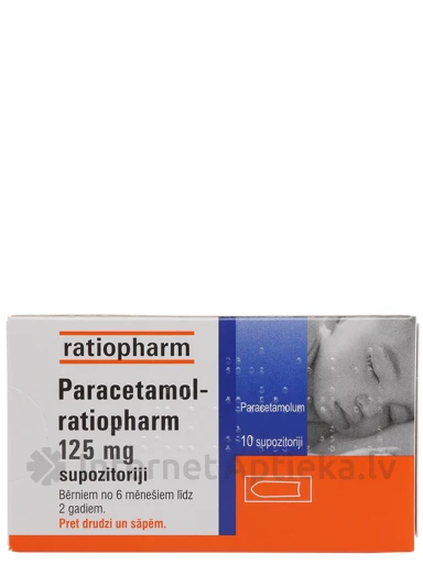 Paracetamol Ratiopharm 125 mg, 10 suposiiti | internetaptieka.lv