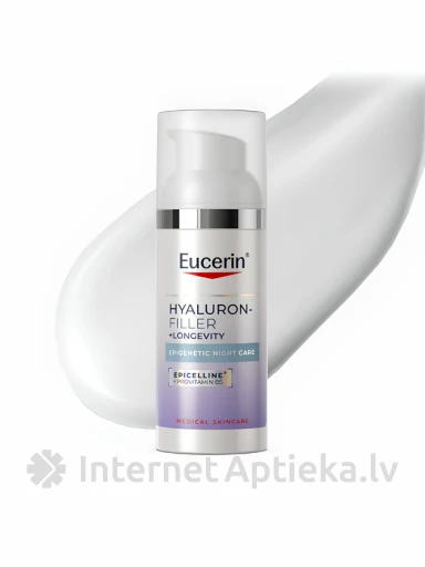 Eucerin Hyaluron-Filler + Longevity Epigenetic ночной крем для лица с Epicelline® и гиалуроновой кислотой, 50 мл | internetaptieka.lv