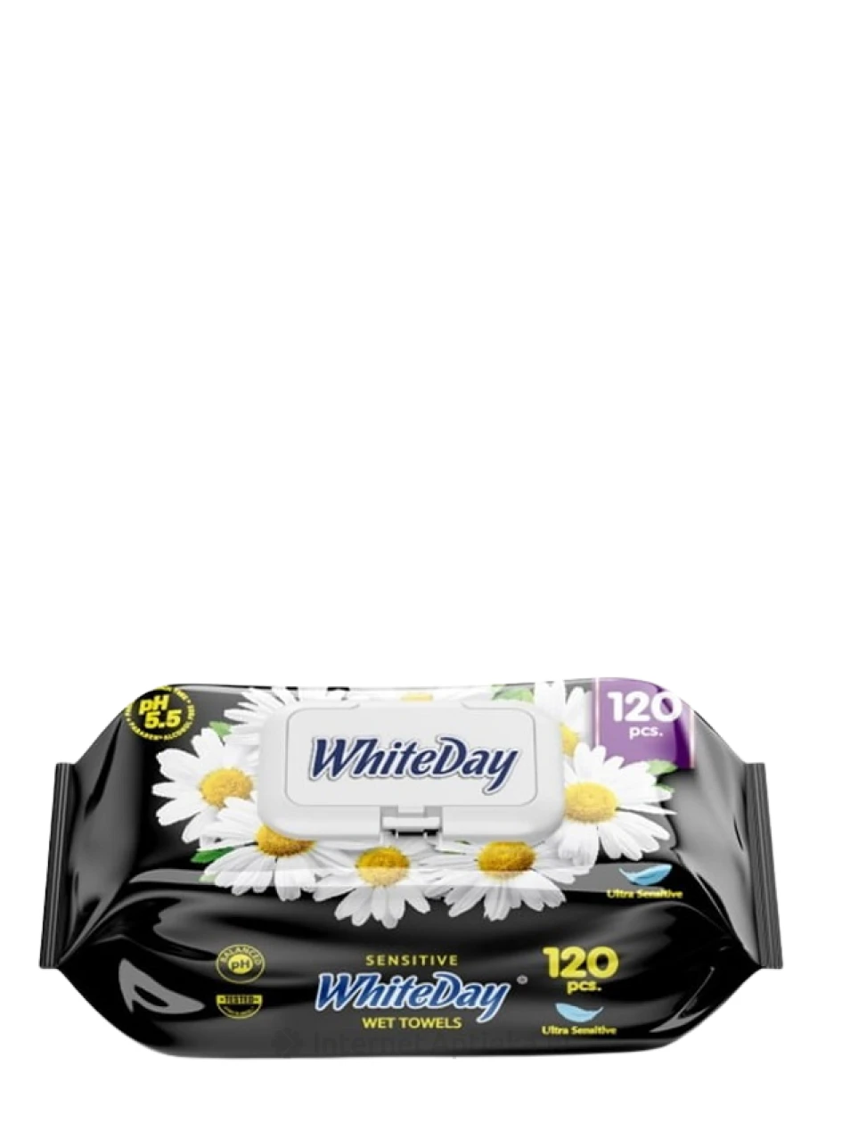White Day Niisked salvrätikud Sensitive Chamomile, 120 tk. | internetaptieka.lv