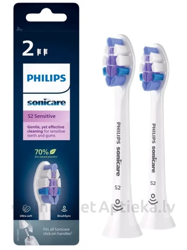 Philips Sonicare zobu birstes galviņas S2 Sensitive HX6052/10, 2 gb. | internetaptieka.lv