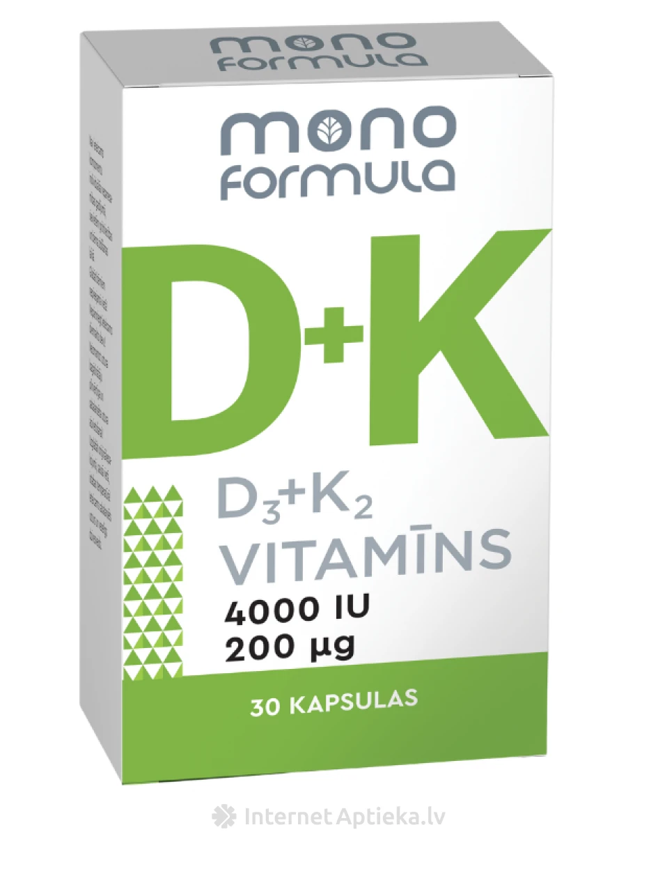 Mono Formula - D3+K2 vitamīns, 30 kapsulas | internetaptieka.lv