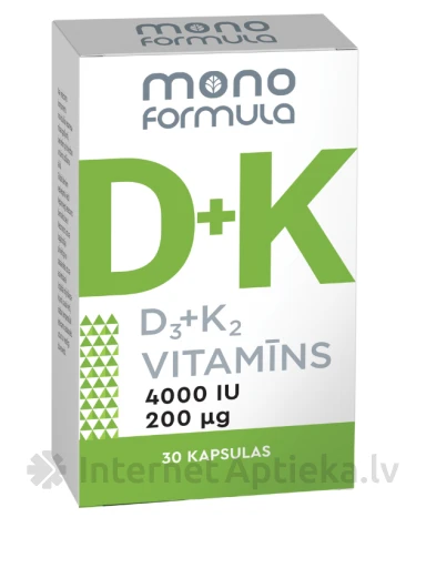 Mono Formula - D3+K2 vitamīns, 30 kapsulas | internetaptieka.lv