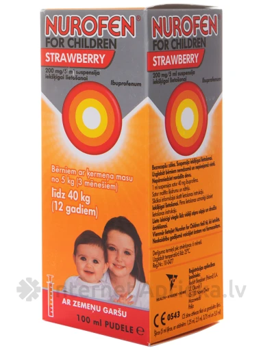 Nurofen суспензия для детей, с клубничным вкусом, 100 мл | internetaptieka.lv