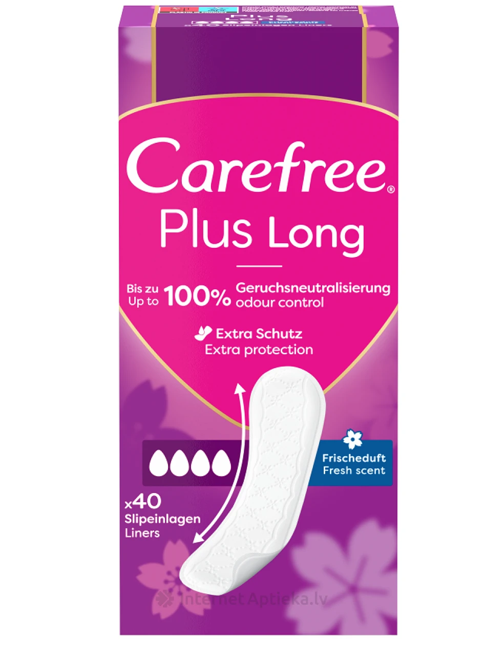 CAREFREE Plus Long Fresh Ikdienas ieliktnīši, 40 gb. | internetaptieka.lv