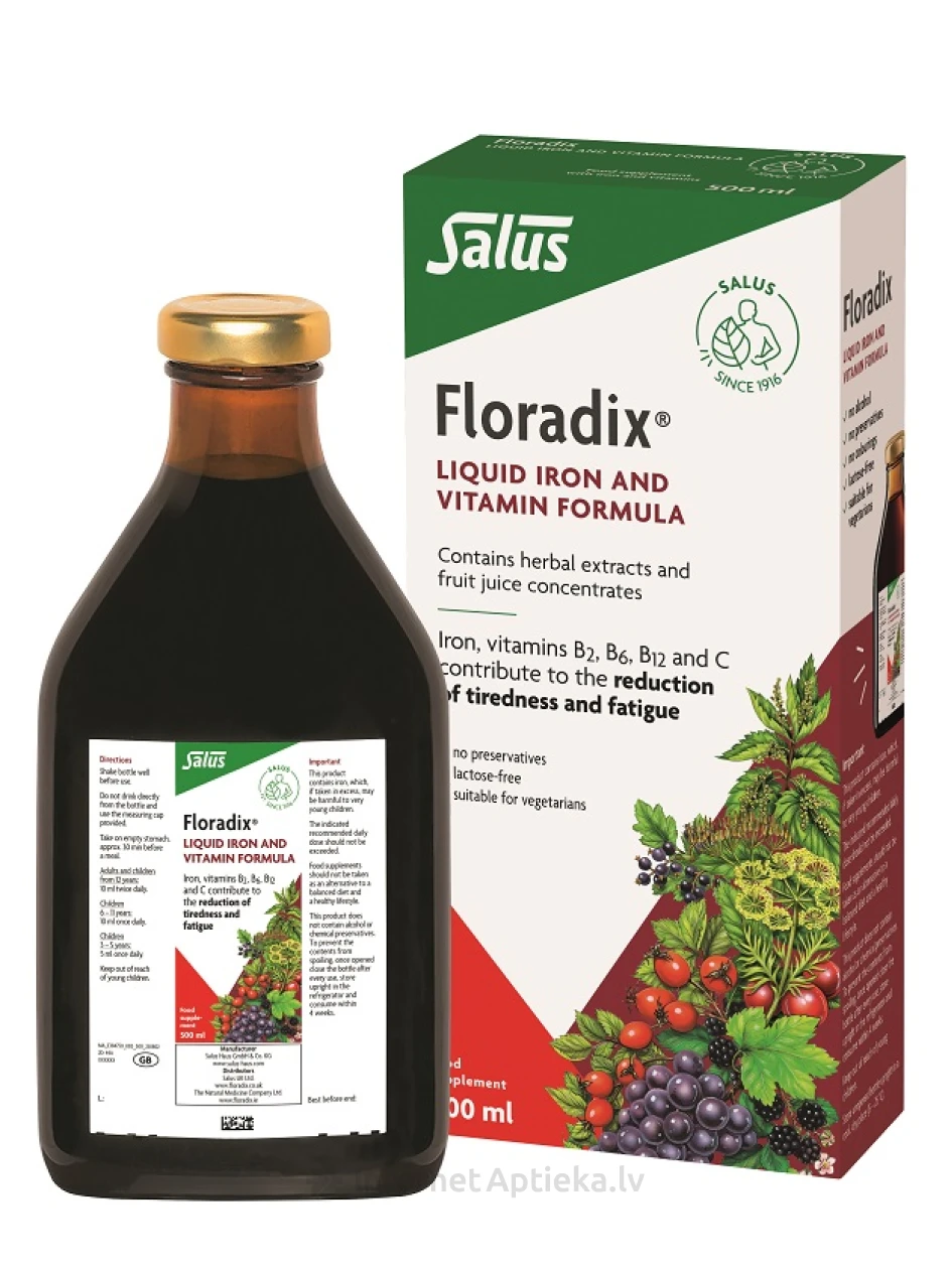 Floradix железо, жидкость, 500 мл | internetaptieka.lv