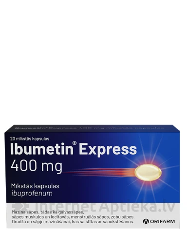 Ibumetin Express 400 мг мягкие капсулы, 20 шт. | internetaptieka.lv