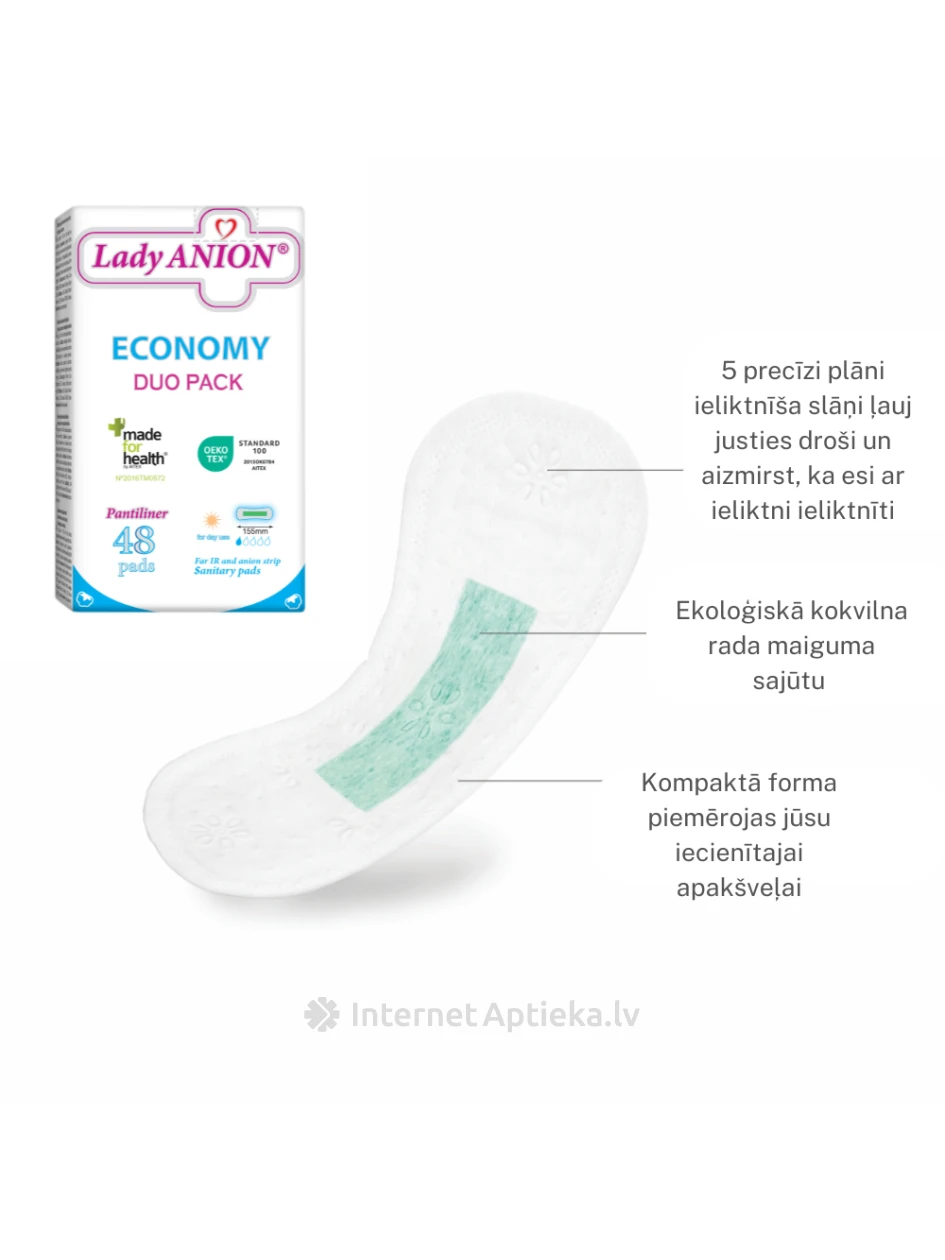 Lady ANION Pantiliner ieliktnīši 155 mm, 48 gb. | internetaptieka.lv