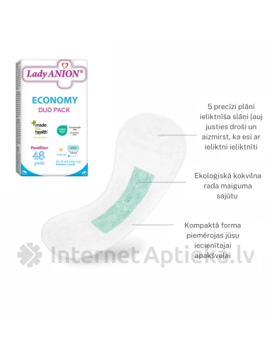 Lady Anion гигиенические прокладки 155мм, 48 шт. | internetaptieka.lv