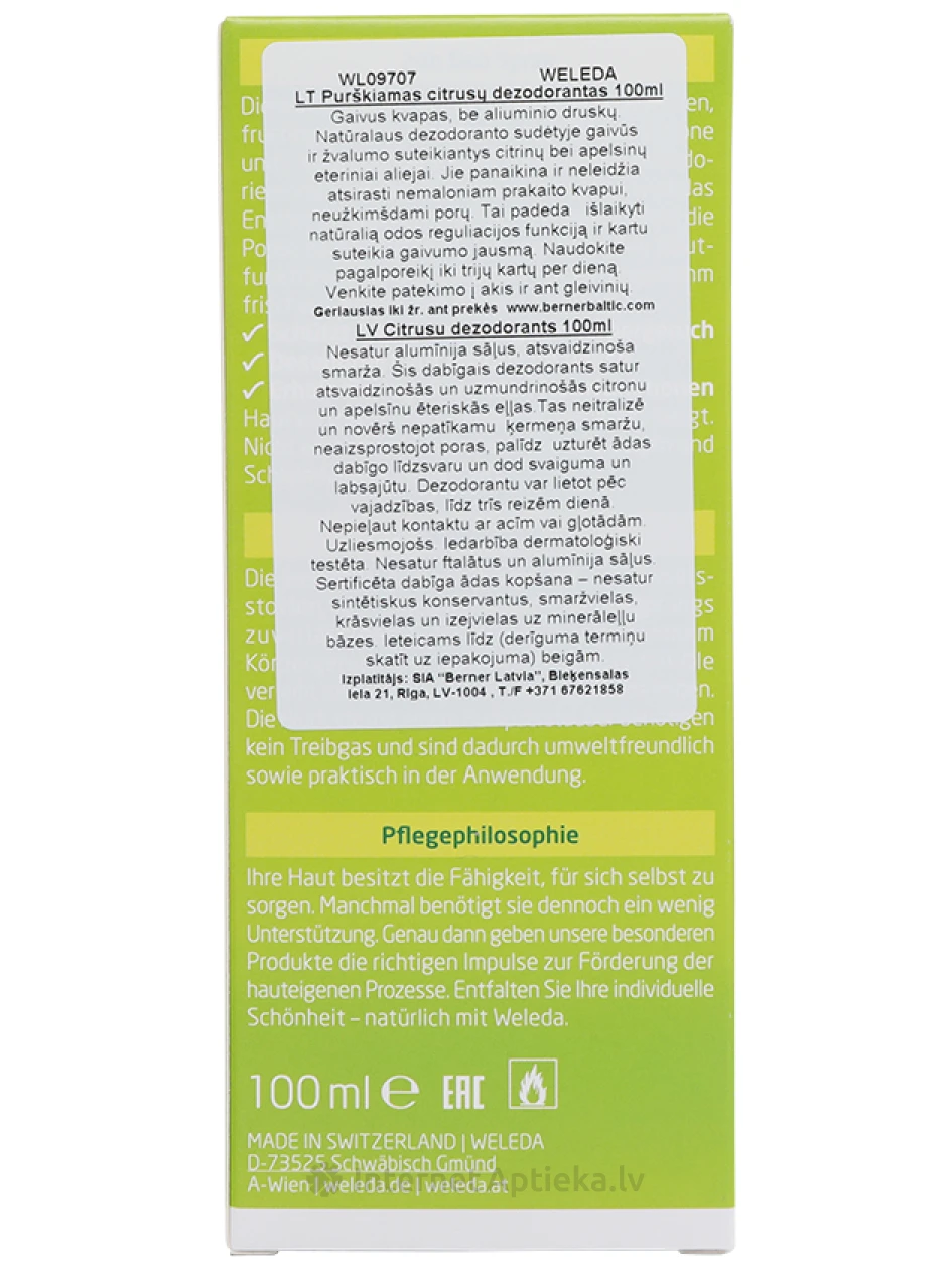 Weleda Citrusu dezodorants, 100 ml | internetaptieka.lv