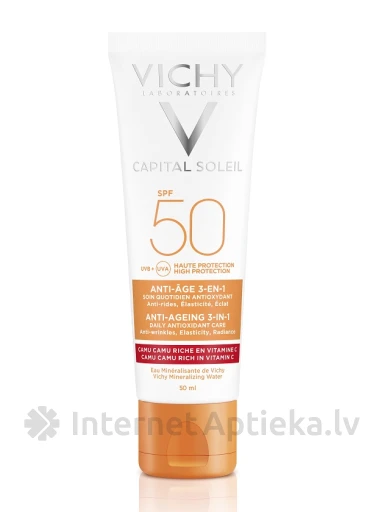 Vichy Ideal Soleil SPF50+ Anti-Aging pretnovecošanās saules aizsargkrēms, 50 ml | internetaptieka.lv