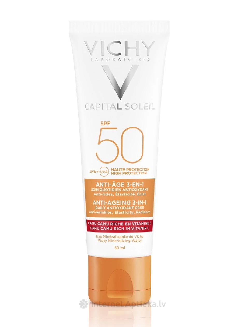 Vichy Ideal Soleil SPF50+ Anti-Aging Антивозрастной солнцезащитный крем, 50 мл | internetaptieka.lv