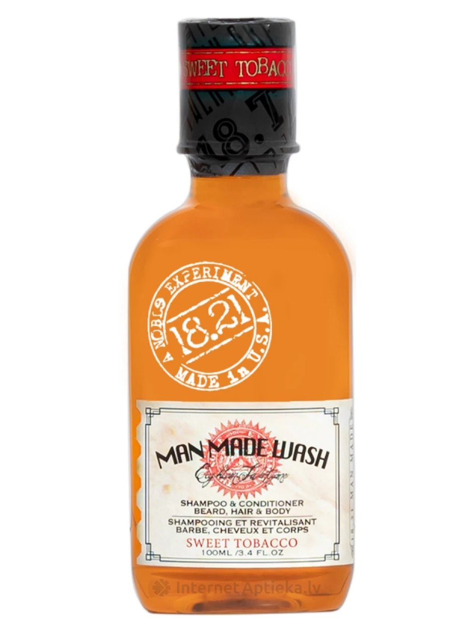 18.21 MAN MADE Trīs vienā mazgāšanas līdzeklis ar saldu tabakas aromātu, 100 ml | internetaptieka.lv