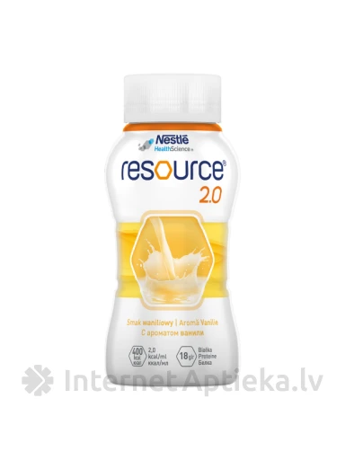 Resource 2.0 Пищевой продукт медицинского назначения со вкусом ваниль, 4 x 200 мл | internetaptieka.lv