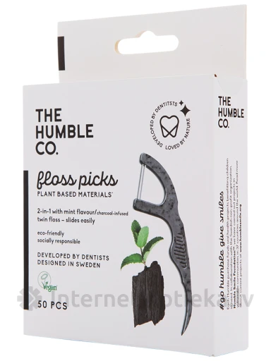 Зубная нить HUMBLE с держателем CHARCOAL, 50 шт. | internetaptieka.lv