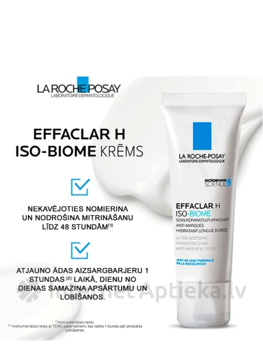 La Roche-Posay Effaclar H Iso-Biome Ultra rahustav hooldus parandab naha ebatasasusi, 40 ml | internetaptieka.lv