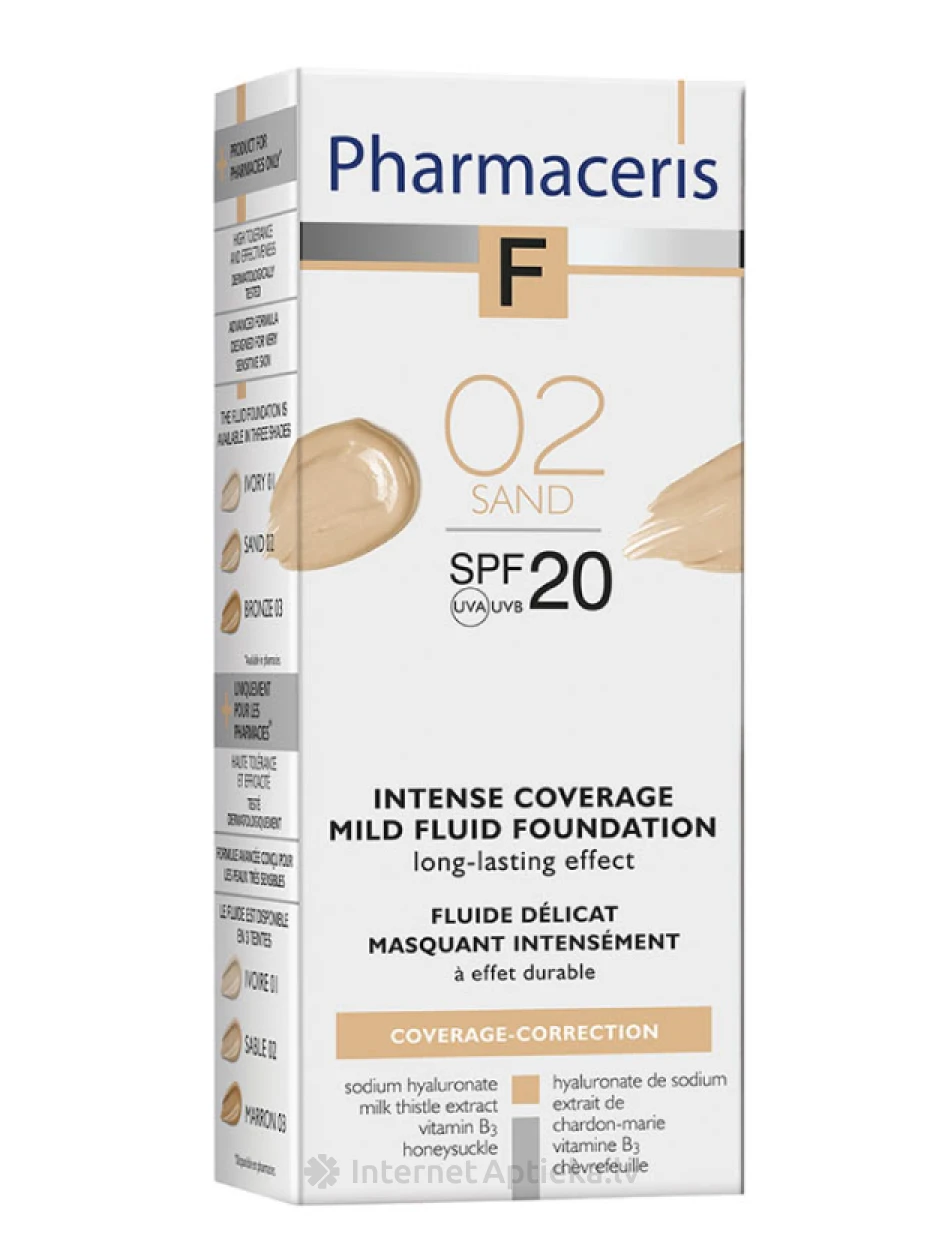 Pharmaceris F Intense coverage mild fluid tonālais krēms 02 sand, 30 ml | internetaptieka.lv