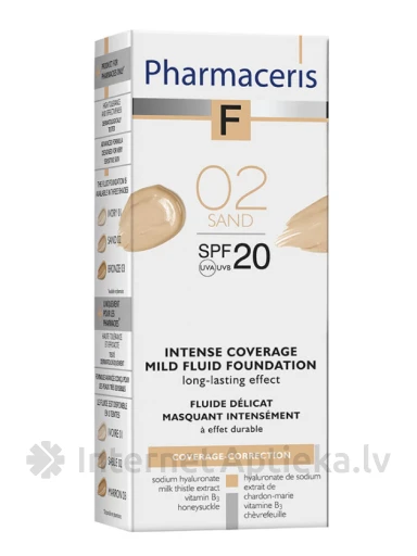 Pharmaceris F Intense coverage mild fluid тональный крем 02 sand, 30 мл | internetaptieka.lv