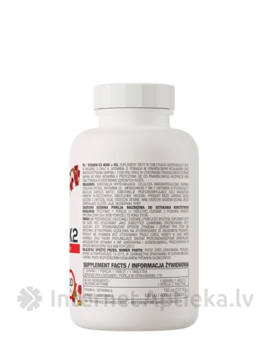 OstroVit Vitamīns D3 4000 + K2, 110 tabletes | internetaptieka.lv