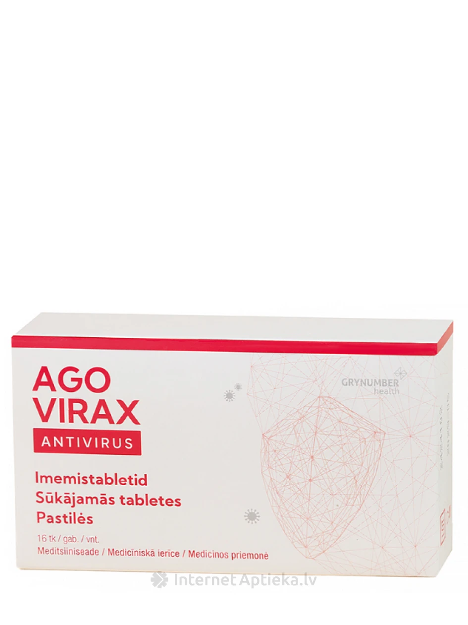 Agovirax Antivirus ar jota-karaginānu, 16 sūkājamās tabletes | internetaptieka.lv
