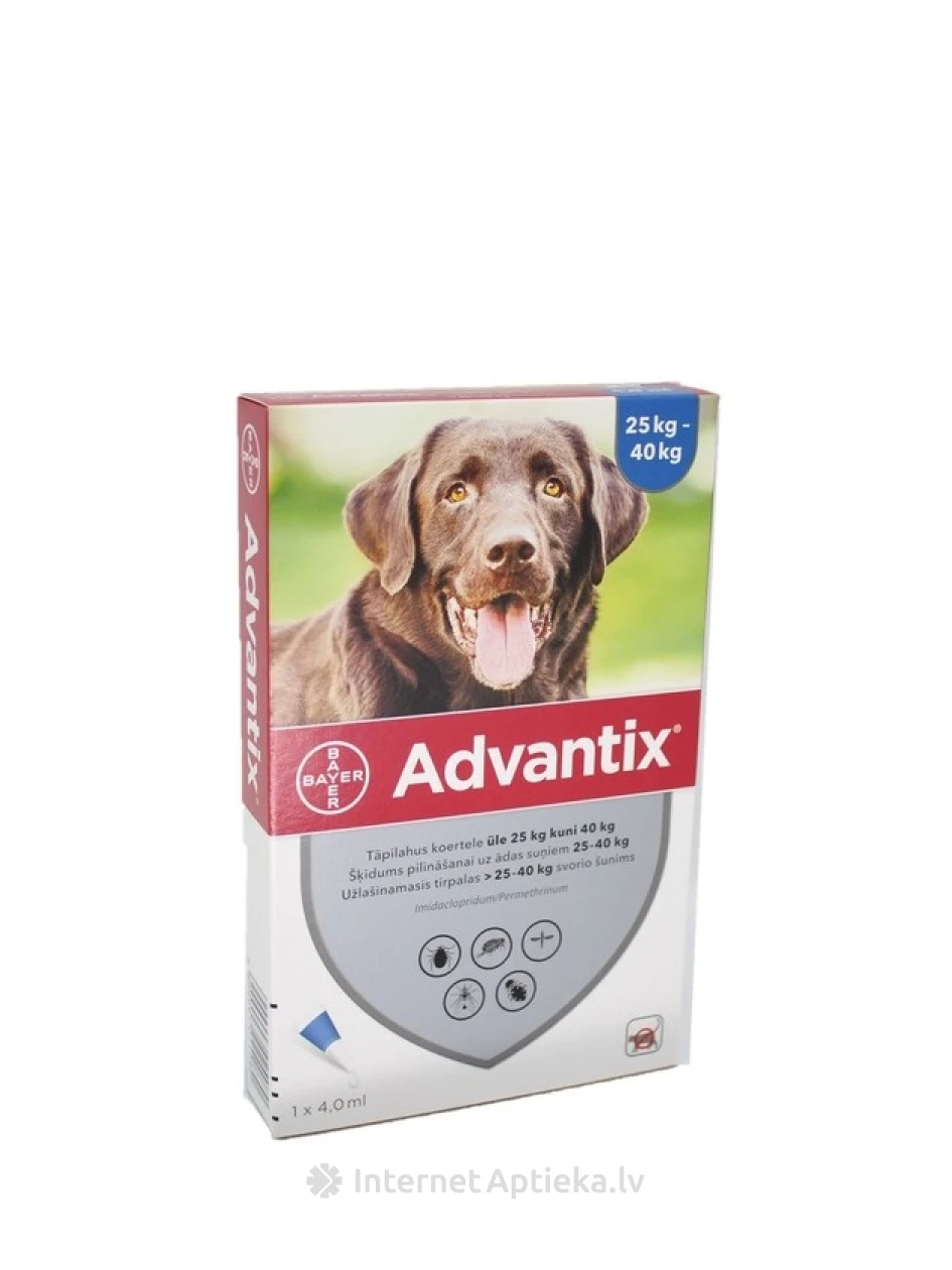 Advantix капли от блох, клещей для собак 25-40кг