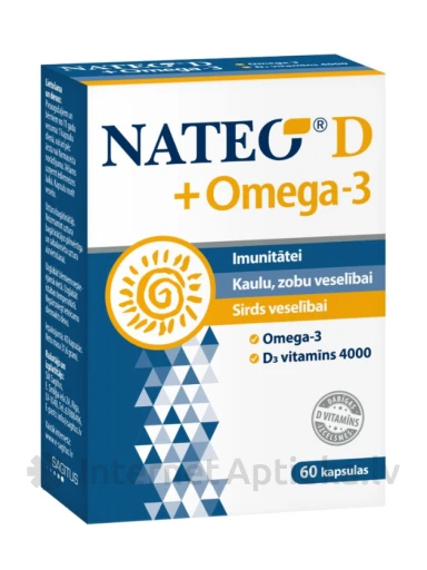 Nateo D3 Plus SV4000 Omega-3, 60 kapsulas | internetaptieka.lv