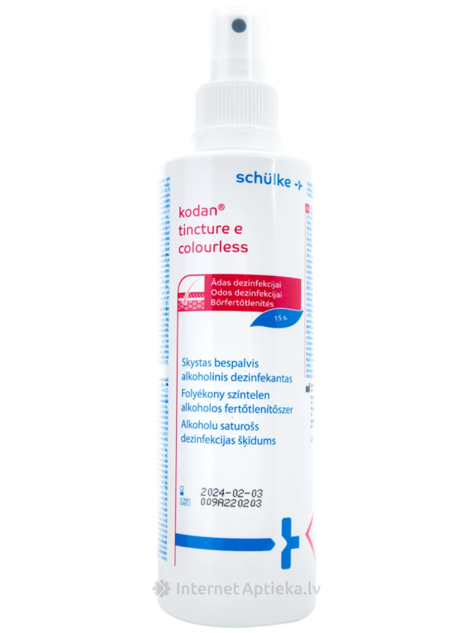 Dezinfekcijas līdzeklis Kodan Tincture E Colourles, 250 ml | internetaptieka.lv