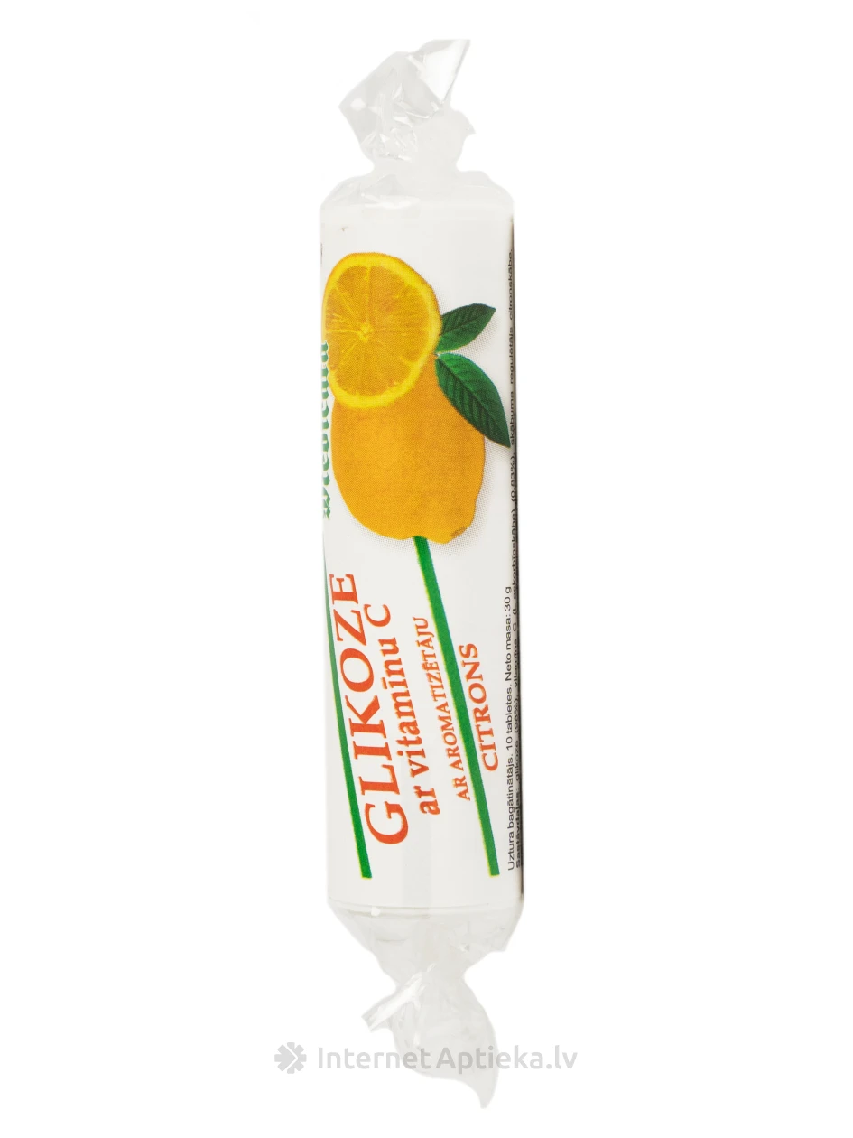 Glikoze ar C vitamīnu (citronu), 10 gb. | internetaptieka.lv