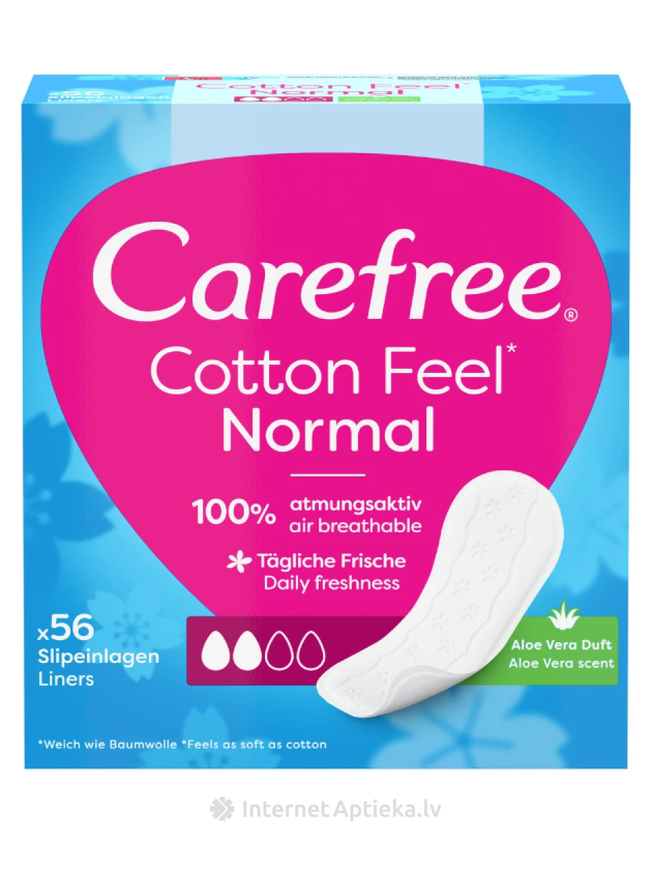 CAREFREE Ikdienas ieliktnīši "Cotton Aloe", 56 gb. | internetaptieka.lv