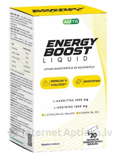Agetis ENERGY BOOST LIQUID joogivalmis vedeliku kotikesed, 20 tk. | internetaptieka.lv