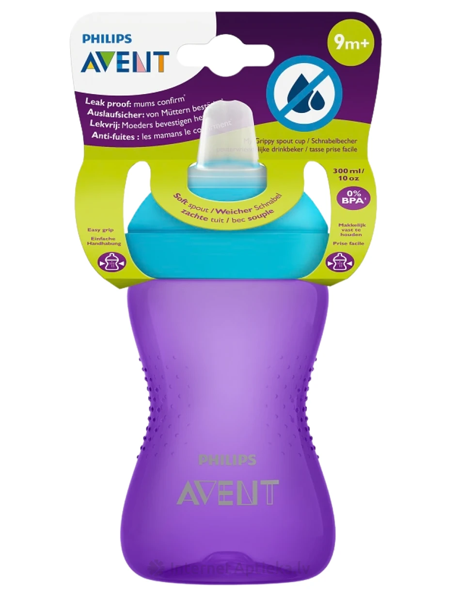 Philips Avent My Grippy учебная чашка 9м+, фиолетовая, 300 мл | internetaptieka.lv