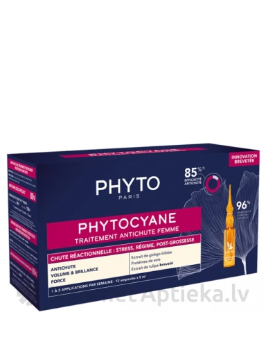 PHYTO PHYTOCYANE REACTIONAL juuste väljalangemise vahend naistele, 12 x 5 ml | internetaptieka.lv
