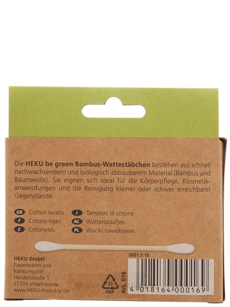 Бамбуковые ватные палочки HEKU, 200 шт. | internetaptieka.lv