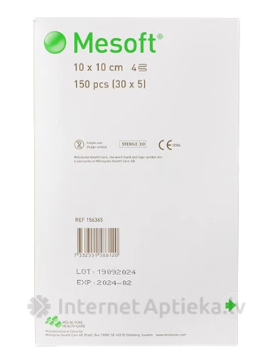 Mesoft sterilas ķirurģiskās salvetes 10 x 10 cm, 150 gb. | internetaptieka.lv