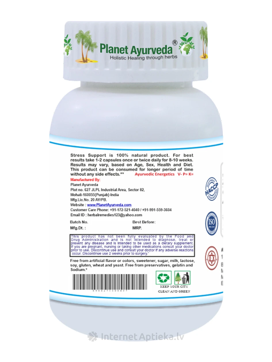 Stress Support Planet Ayurveda®, 60 kapslit | internetaptieka.lv