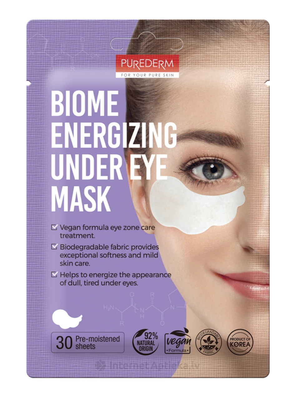Purederm Biome Energizing маска для кожи вокруг глаз, 30 шт. | internetaptieka.lv