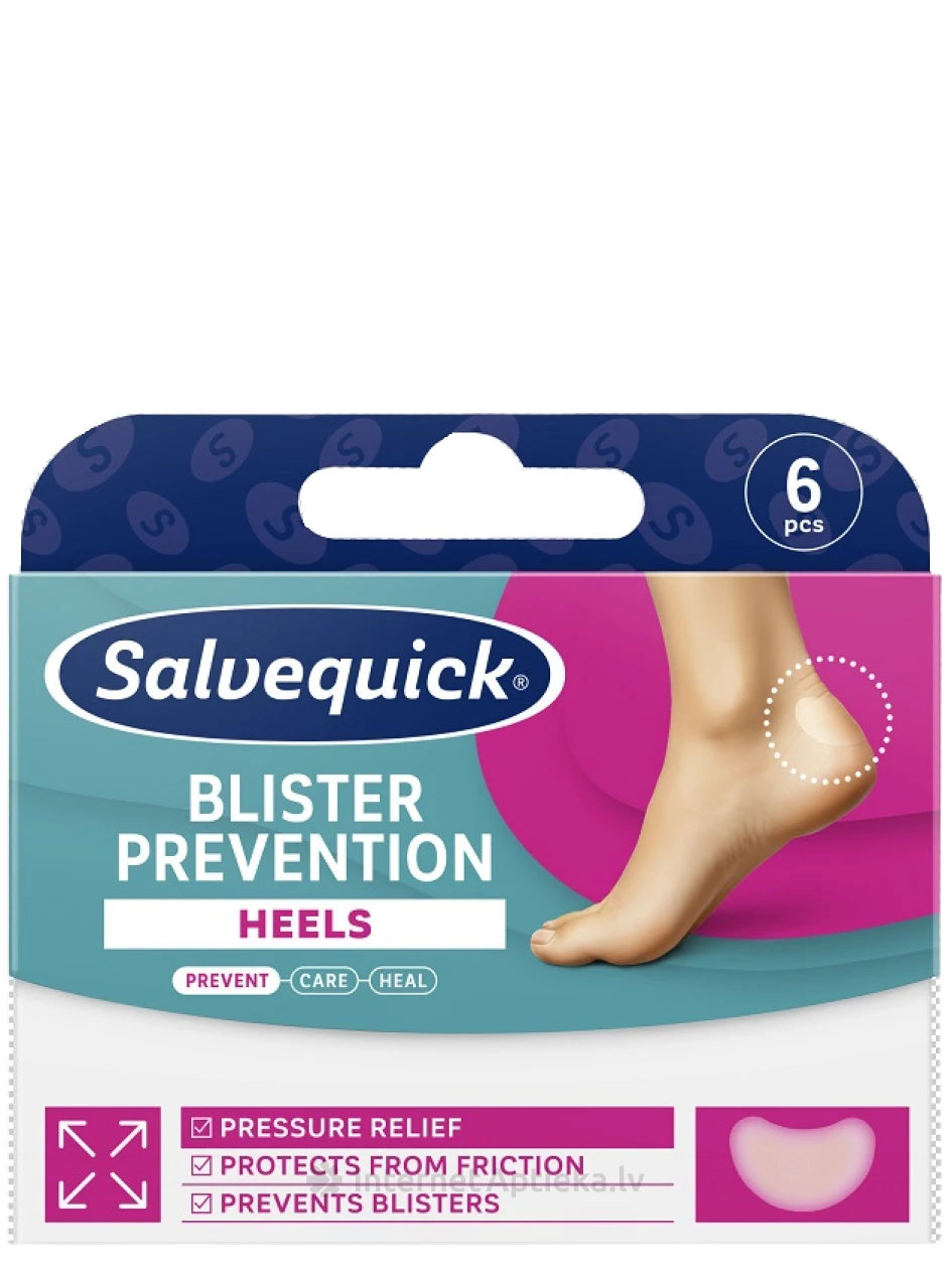 SALVEQUICK Pūslių prevencijos pleistrai kulnams, 6 vnt. | internetaptieka.lv