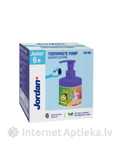 JORDAN Junior zobu pasta 6-12 gadi ar dozatoru, 150 ml | internetaptieka.lv