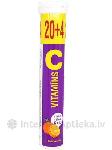 C VITAMĪNS 1000 mg ar apelsīna garšu, 24 putojošās tabletes | internetaptieka.lv