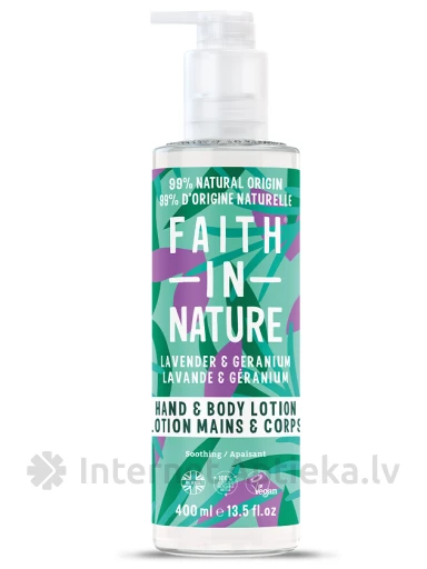 FAITH IN NATURE Лосьон для рук и тела Лаванда и герань, 400 мл | internetaptieka.lv